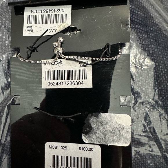 Genuine Diamond and Fine Silver Plated Greek Key Adjustable Bracelet New - Picture 2 of 2